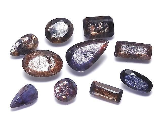 [Video][One of a kind] High Quality Iolite Sunstone AAA Loose stone Faceted 10pcs Set NO.295