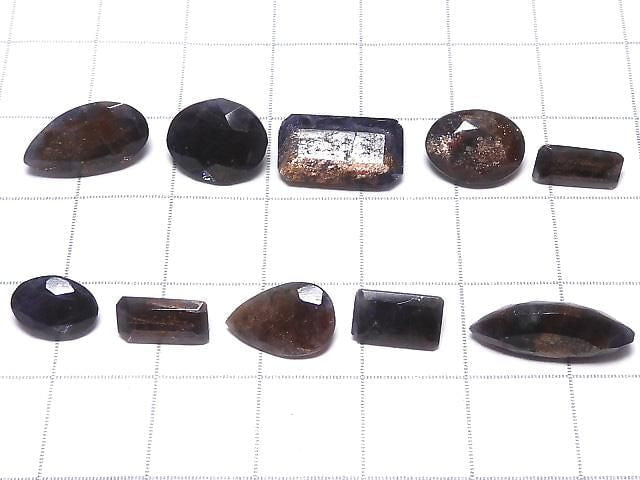 [Video][One of a kind] High Quality Iolite Sunstone AAA Loose stone Faceted 10pcs Set NO.296