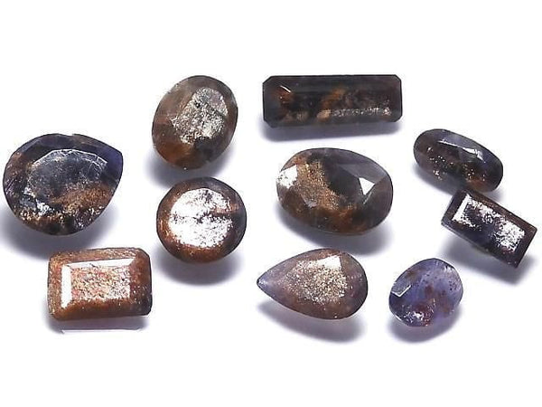 [Video][One of a kind] High Quality Iolite Sunstone AAA Loose stone Faceted 10pcs Set NO.300