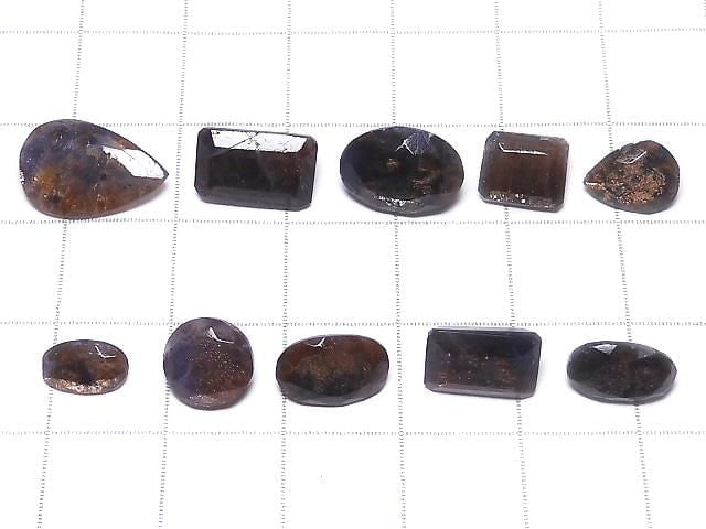 [Video][One of a kind] High Quality Iolite Sunstone AAA Loose stone Faceted 10pcs Set NO.301