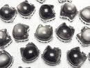 [Video] Silver Obsidian AAA Bezel Setting Cat Motif Through Type 16x20mm 1pc