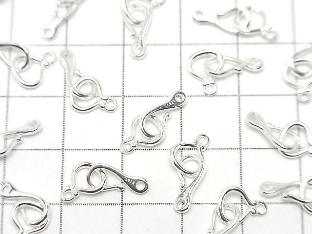 Silver 925 Hook & Connector, No Coating, 1 Pair
