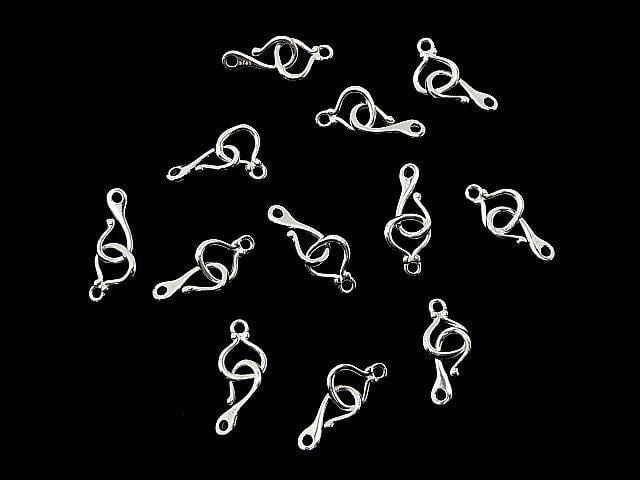 Silver 925 Hook & Connector, No Coating, 1 Pair