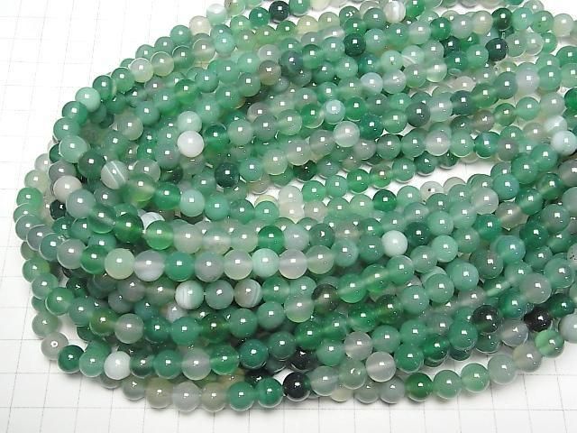 [Video] Green color agate Round 8mm 1strand beads (aprx.14inch/35cm)