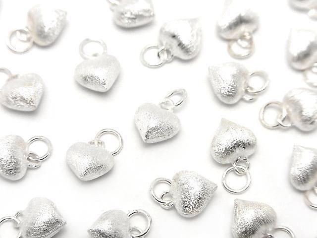 Silver 925 Jump Ring with End Charm, Heart Shape, 7.5x8x5.5mm, Hairline Finish, No Coating, 1pc
