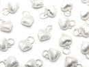 Silver925 End Charm with Jump Ring Heart 7.5x8x5.5mm Hairline No Coating 1pc