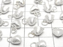 Silver925 End Charm with Jump Ring Heart 7.5x8x5.5mm Hairline No Coating 1pc
