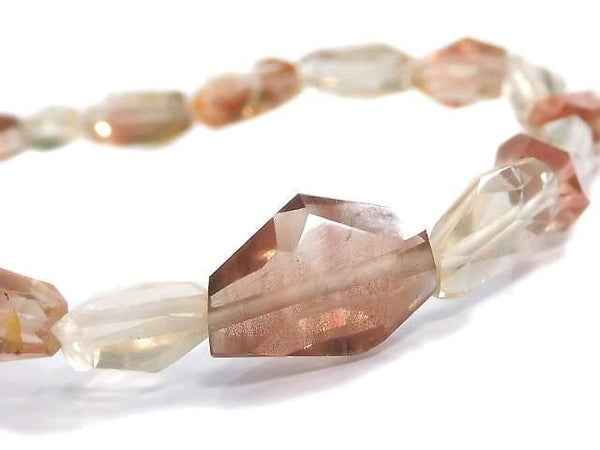 [Video][One of a kind] High Quality Oregon Sunstone AAA- Faceted Nugget Bracelet NO.127