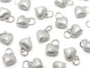 Silver925 End Charm with Jump Ring Heart 7.5x8x5.5mm Hairline Rhodium Plated 1pc