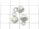 Silver925 End Charm with Jump Ring Heart 7.5x8x5.5mm Hairline Rhodium Plated 1pc