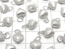 Silver925 End Charm with Jump Ring Heart 7.5x8x5.5mm Hairline Rhodium Plated 1pc