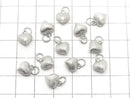 Silver925 End Charm with Jump Ring Heart 7.5x8x5.5mm Hairline Rhodium Plated 1pc