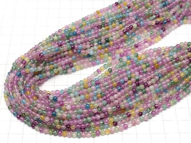 Multicolor Jade Round 4mm 1strand beads (aprx.15inch/36cm)