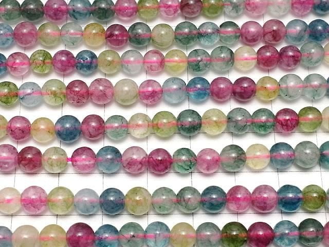 Multicolor Jade Round 6mm 1strand beads (aprx.13inch/33cm)