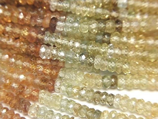 [Video]High Quality Natural Multi-Color Zircon AAA Faceted Button Roundel Half or 1 Strand Beads (aprx.13inch/32cm)