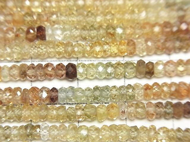 [Video]High Quality Natural Multi-Color Zircon AAA Faceted Button Roundel Half or 1 Strand Beads (aprx.13inch/32cm)