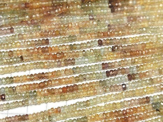 [Video]High Quality Natural Multi-Color Zircon AAA Faceted Button Roundel Half or 1 Strand Beads (aprx.13inch/32cm)