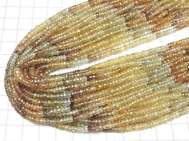 [Video]High Quality Natural Multi-Color Zircon AAA Faceted Button Roundel Half or 1 Strand Beads (aprx.13inch/32cm)