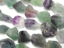 [Video] Multicolor Fluorite Rough Rock Nugget [S size] 1 strand beads (aprx.14inch/34cm)