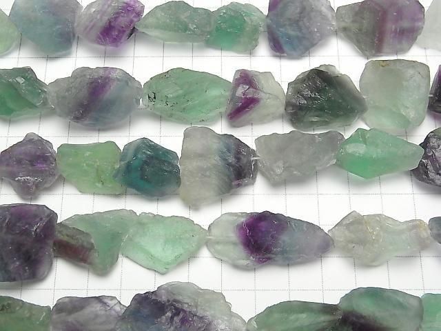 [Video] Multicolor Fluorite Rough Rock Nugget [M size] 1 strand beads (aprx.14inch/34cm)