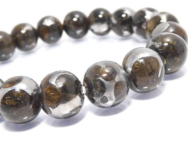[Video][One of a kind] Kenya Sericho Pallasite Meteorite Round 10mm Bracelet NO.4