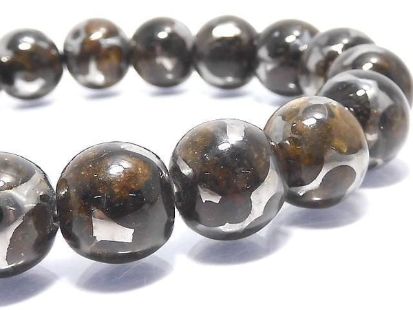 [Video][One of a kind] Kenya Sericho Pallasite Meteorite Round 12mm Bracelet NO.5