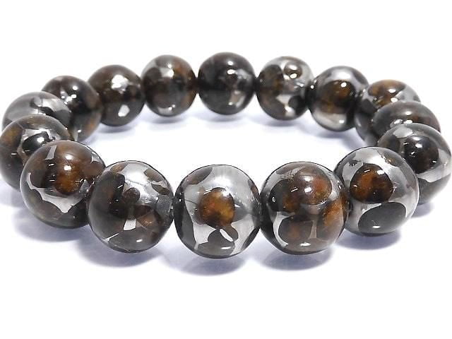 [Video][One of a kind] Kenya Sericho Pallasite Meteorite Round 12mm Bracelet NO.7