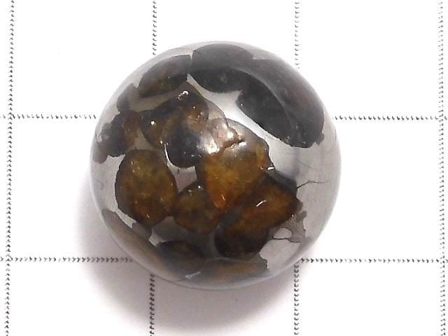 [Video][One of a kind] Kenya Sericho Pallasite Meteorite Sphere, Round 16mm 1pc NO.12
