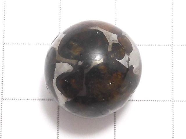 [Video][One of a kind] Kenya Sericho Pallasite Meteorite Sphere, Round 16mm 1pc NO.13