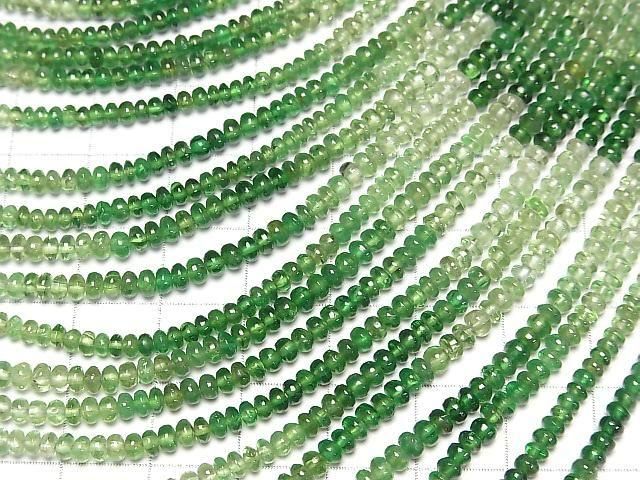[Video]High Quality Tsavorite Garnet AAA Rondelle Color Gradation half or 1strand beads (aprx.9inch/24cm)