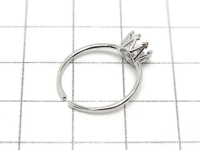 [Video]Silver925 Crown Ring Frame (Prong Setting) Round Faceted 5mm Rhodium Plated Free Size 1pc