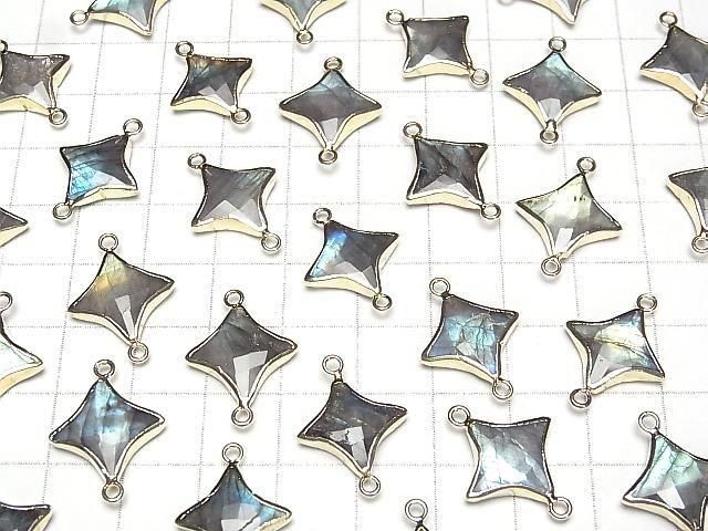 [Video] Labradorite Sparkle Star Charm Gold color [Both Side] 2pcs