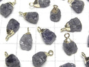 [Video]Iolite Rough Rock Charm Gold color 2pcs