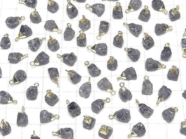 [Video]Iolite Rough Rock Charm Gold color 2pcs