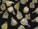 [Video] Rutilated Quartz Rough Rock Charm Gold color 2pcs