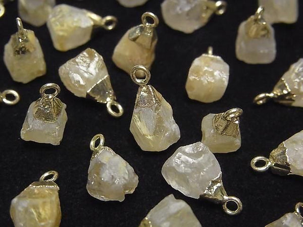 [Video] Rutilated Quartz Rough Rock Charm Gold color 2pcs