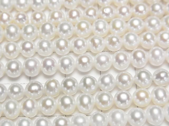 [Video] Fresh Water Pearl AAA- Semi Round -Potato 5-5.5mm White half or 1strand beads (aprx.15inch/37cm)