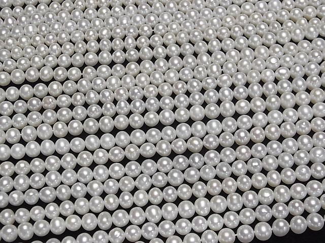 [Video] Fresh Water Pearl AAA- Semi Round -Potato 5-5.5mm White half or 1strand beads (aprx.15inch/37cm)