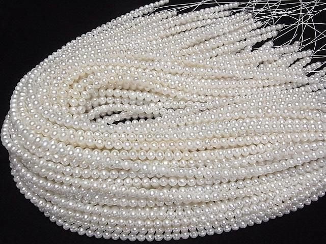 [Video] Fresh Water Pearl AAA- Semi Round -Potato 5-5.5mm White half or 1strand beads (aprx.15inch/37cm)