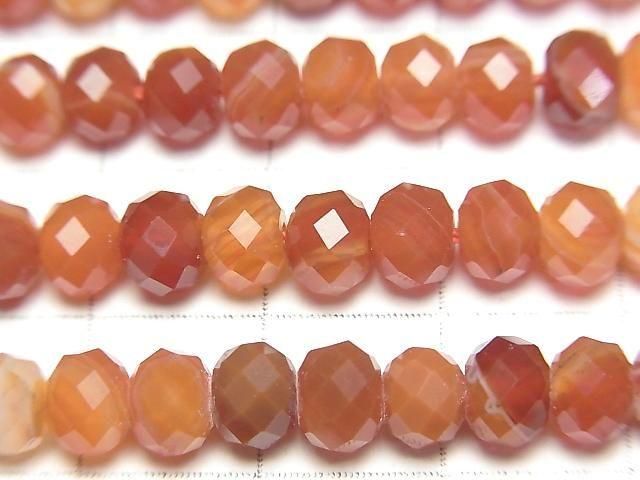 [Video]High Quality! Carnelian ,Sardonyx Faceted Button Roundel 6x6x4mm 1strand beads (aprx.15inch/36cm)