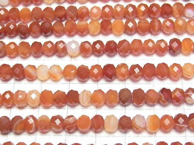 [Video]High Quality! Carnelian ,Sardonyx Faceted Button Roundel 6x6x4mm 1strand beads (aprx.15inch/36cm)