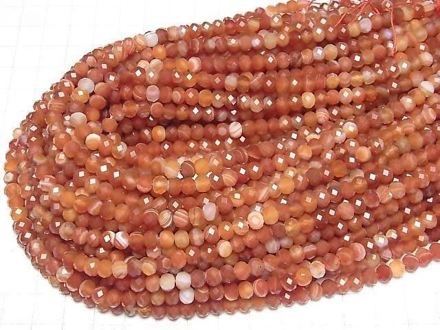 [Video]High Quality! Carnelian ,Sardonyx Faceted Button Roundel 6x6x4mm 1strand beads (aprx.15inch/36cm)