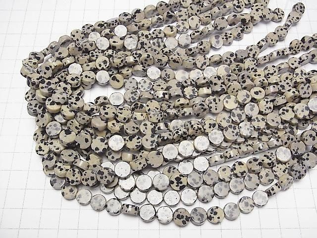 [Video] Dalmatian Jasper Flat Coin 8.5x8.5mm 1strand beads (aprx.15inch/36cm)