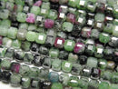 [Video]High Quality! Ruby in Zoisite Cube Shape 3x3x3mm 1strand beads (aprx.15inch/37cm)