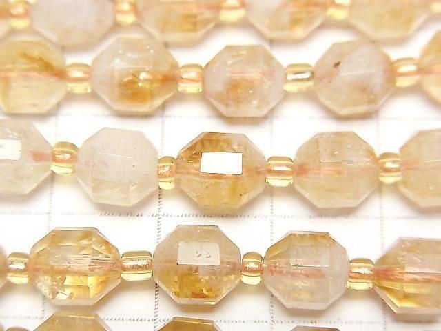 [Video]High Quality! Bi-color Citrine AA+ Double Point Faceted Tube 8x7mm half or 1strand beads (aprx.15inch/36cm)