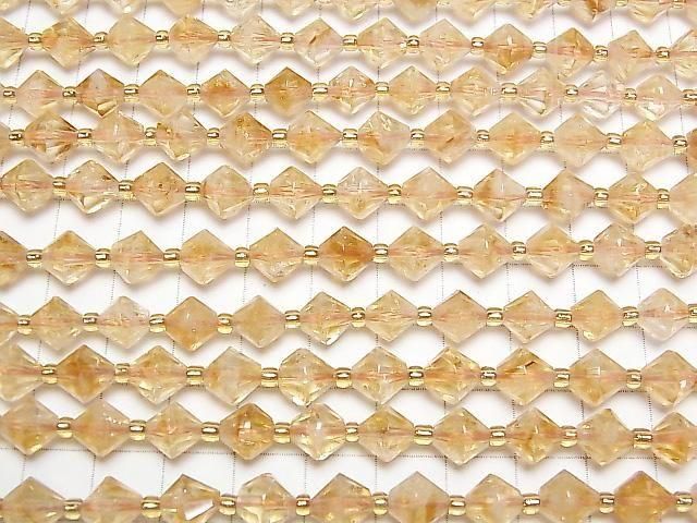 [Video]High Quality! Phantom Citrine AA++ Abacus Cut 8.5x8.5x8.5mm half or 1strand beads (aprx.15inch/36cm)