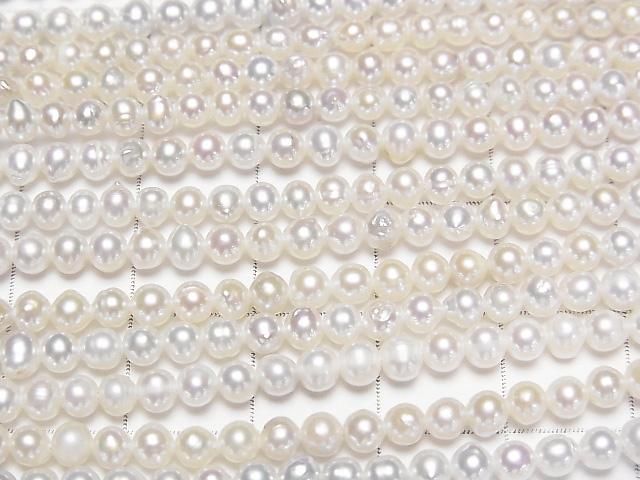 [Video] Fresh Water Pearl AA++ Semi Round -Potato 3.5mm White 1strand beads (aprx.15inch/37cm)