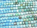 [Video] High Quality! Magnesite Turquoise Cube Shape 3.5x3.5x3.5mm 1strand beads (aprx.15inch/36cm)