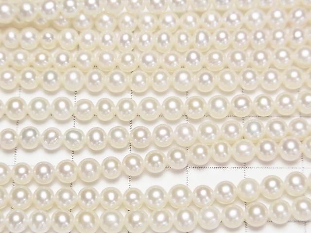 [Video] Fresh Water Pearl AAA- Semi Round 4mm White half or 1strand beads (aprx.15inch/37cm)