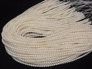 [Video] Fresh Water Pearl AAA- Semi Round 4mm White half or 1strand beads (aprx.15inch/37cm)